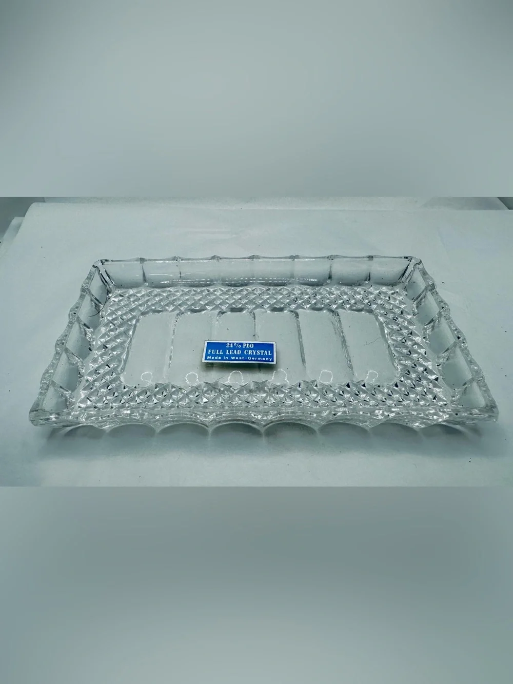 Clear Lead Crystal Rectangular Serving Tray- West Germany